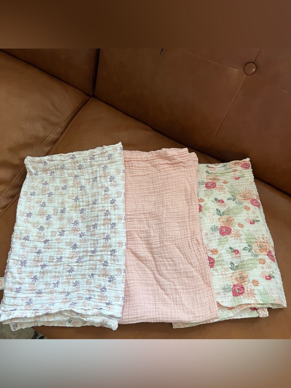 Set of 3 Chick Pea Girl Infant Toddler Large Muslin Swaddle Blankets Cotton